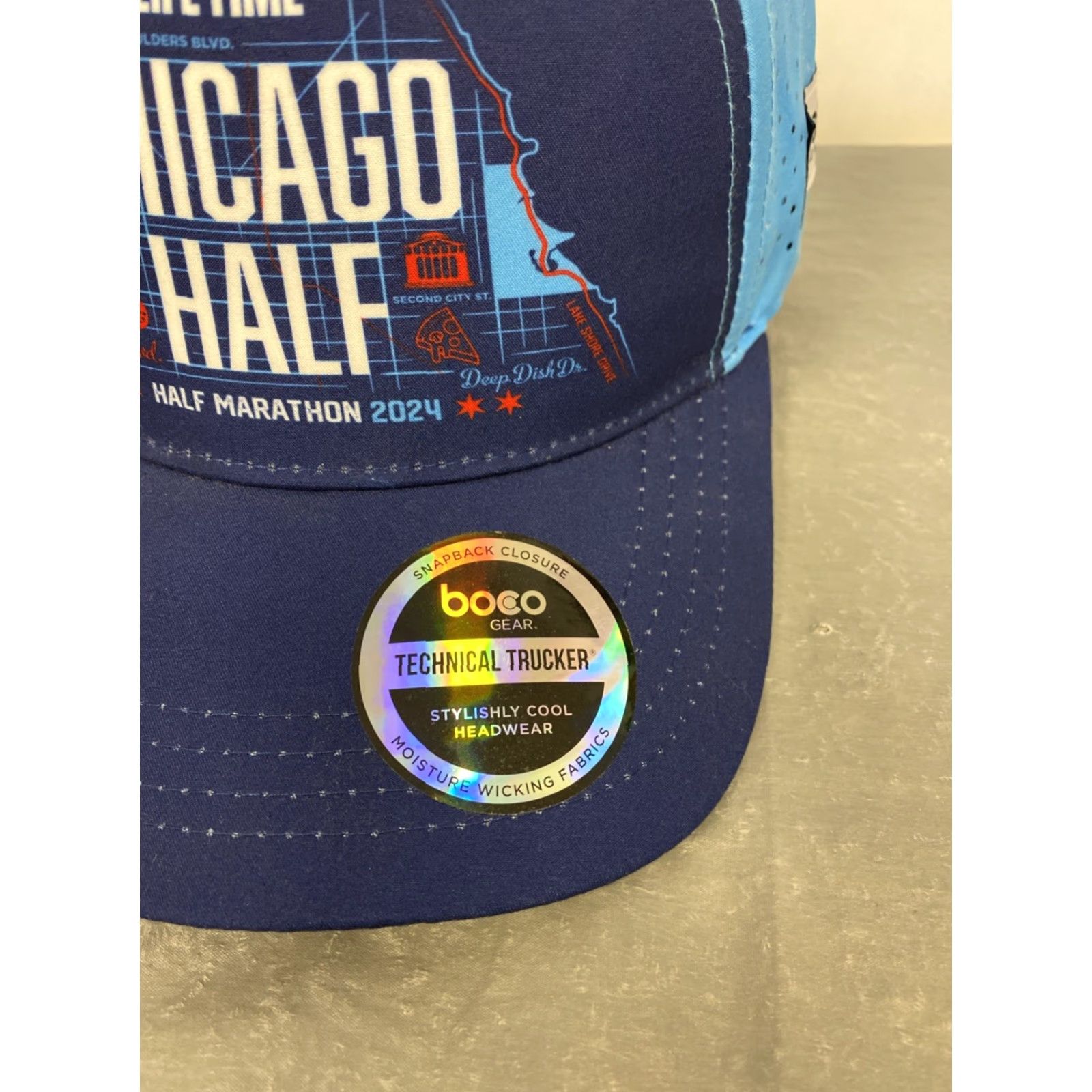 Vintage Boco Chicago Hat Cap Snapback Hat Baseball Cap Men Adjustable Breathable Flat Bill One Size Solid Blue Polyester City Hip Hop 3D Dallas Size ONE SIZE - 2 Thumbnail