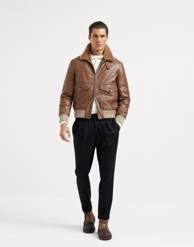 Brunello Cucinelli o1w1db10226 Padded Leather Jacket in Dark Brown Size US M / EU 48-50 / 2 - 3 Thumbnail