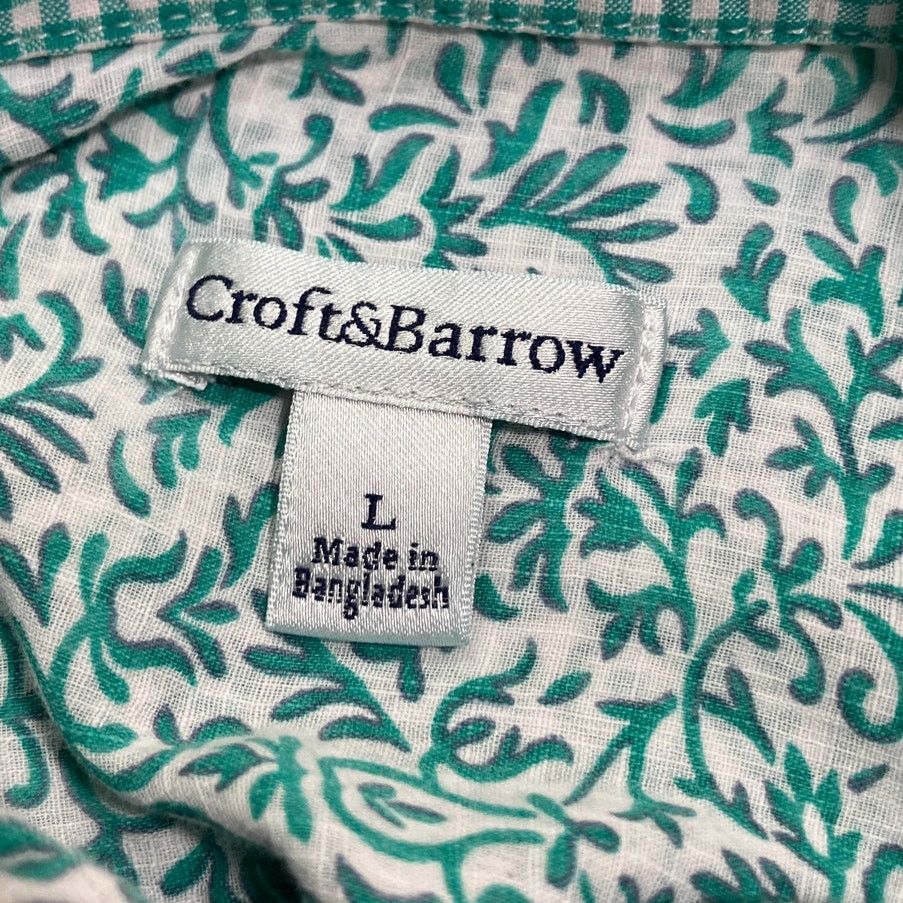 Croft & Barrow Croft & Barrow Green Floral Collared ¾ Sleeve Women Blouse L Size L / US 10 / IT 46 - 3 Thumbnail