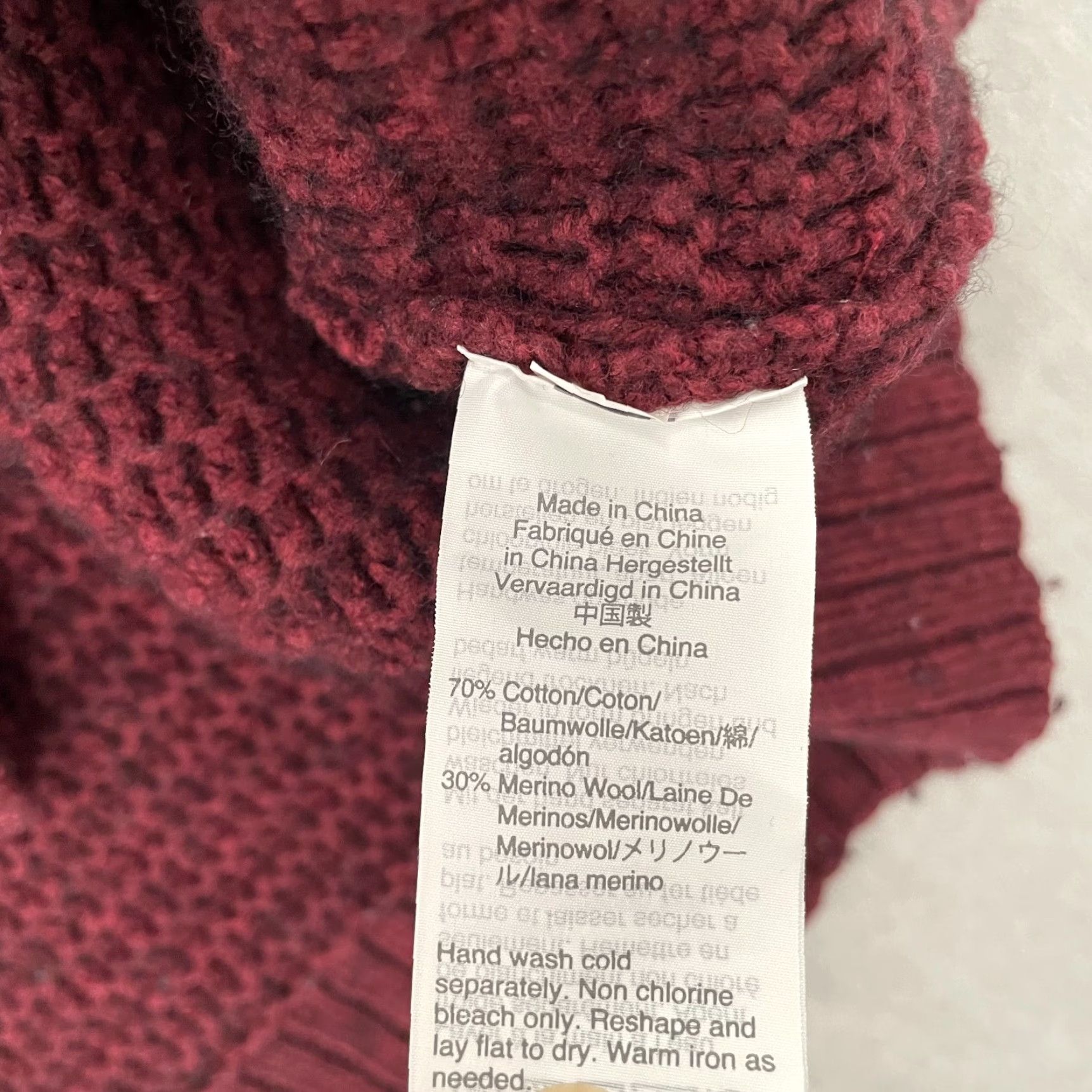 Madewell Madewell Sweater Womens XL Red Wool Cotton Ribbed Turtleneck Button Side Size XL / US 12-14 / IT 48-50 - 6 Thumbnail
