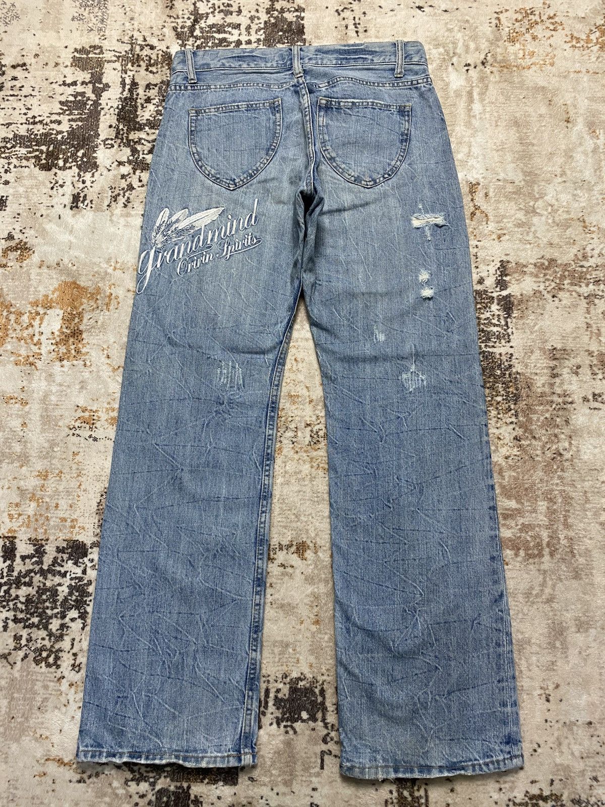 Le Grande Bleu (L.G.B.) Rare Baggy Jean With Emroidery Feather💥 Size US 30 / EU 46 - 1 Thumbnail