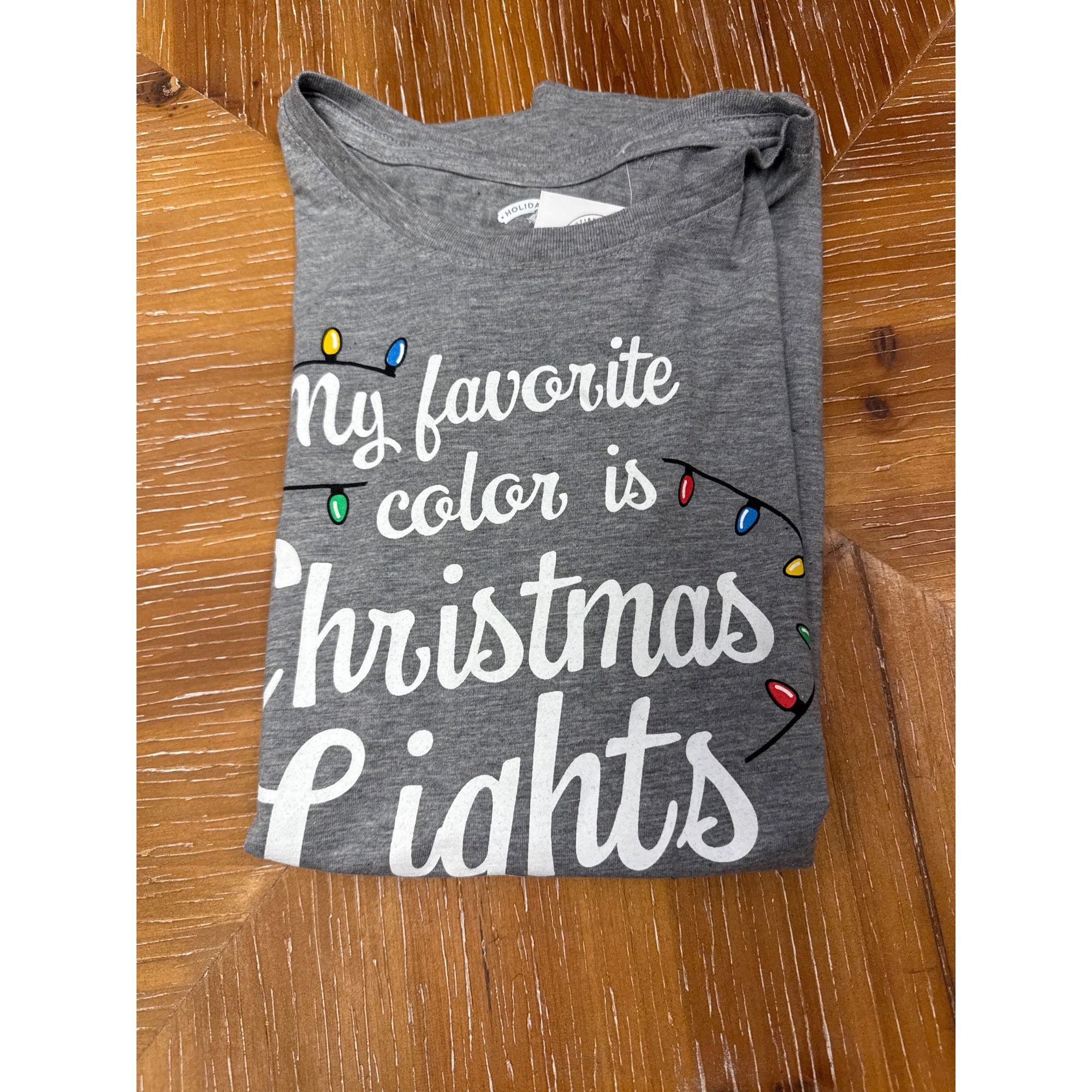 Other Holiday Time Gray "My Favorite Color Is Christmas Lights" T- Size L / US 10 / IT 46 - 1 Thumbnail