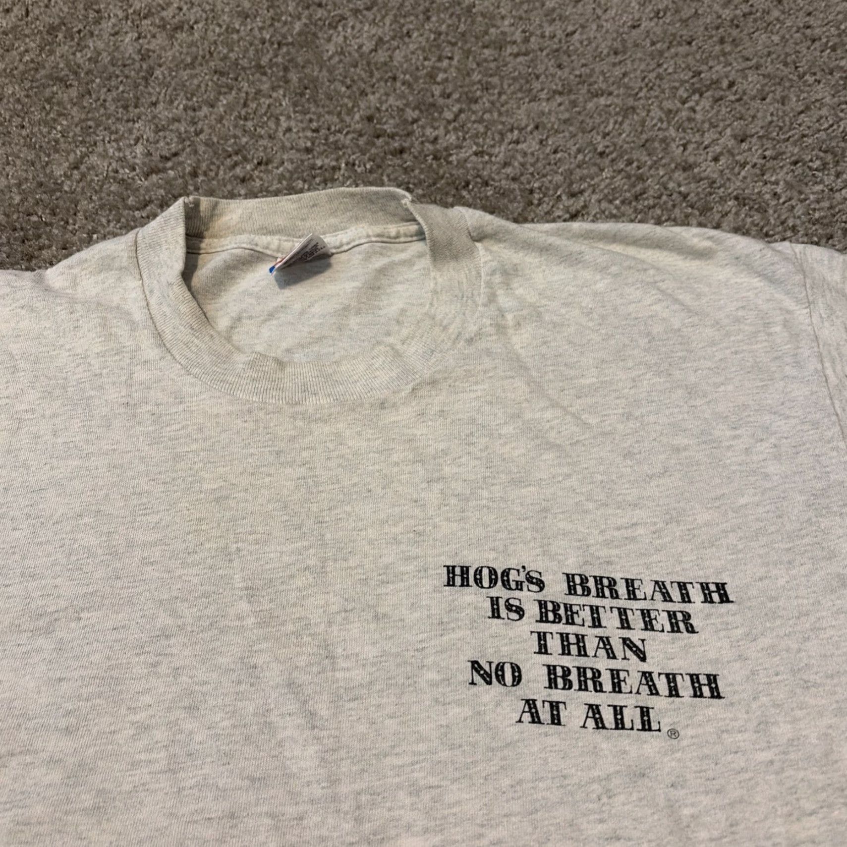 Fruit Of The Loom VINTAGE Hogs Breath Bar Restaurant Promo Key West Florida Grey T-Shirt Large Mens 90s Fruit of the Loom Shirt Regular Size US L / EU 52-54 / 3 - 4 Thumbnail