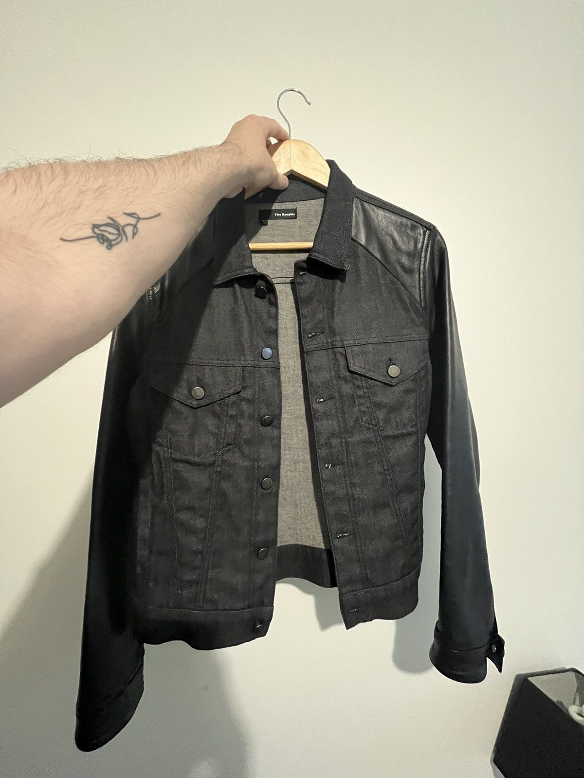 The Kooples The Kooples Leather Sleeve Trucker Jacket Size US S / EU 44-46 / 1 - 2 Thumbnail