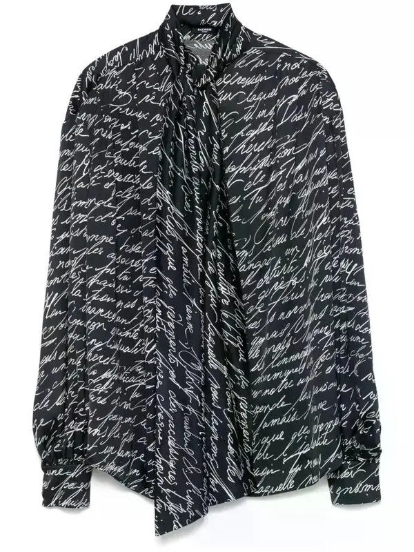 o1s1wg111225 Love Letter-Print Blouse in Black