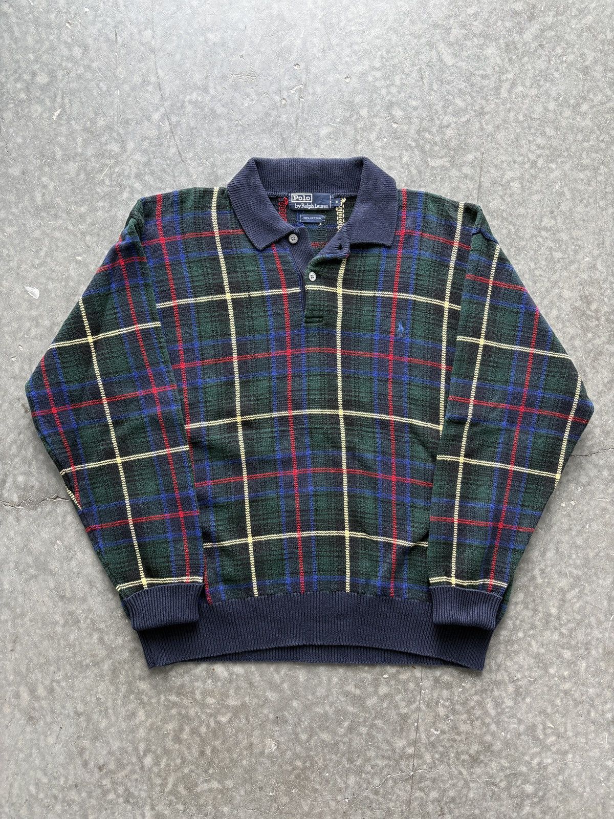 Polo Ralph Lauren Vintage 90s Polo Ralph Lauren Tartan Plaid Knit Sweater Size US XL / EU 56 / 4 - 1 Thumbnail