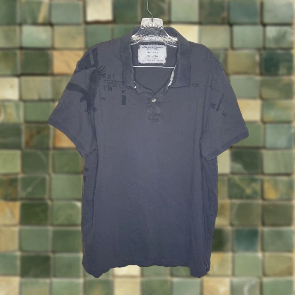 American Eagle Outfitters VINTAGE American Eagle Polo Short Sleeve 2XL Gray Mens American Size US XXL / EU 58 / 5 - 1 Thumbnail
