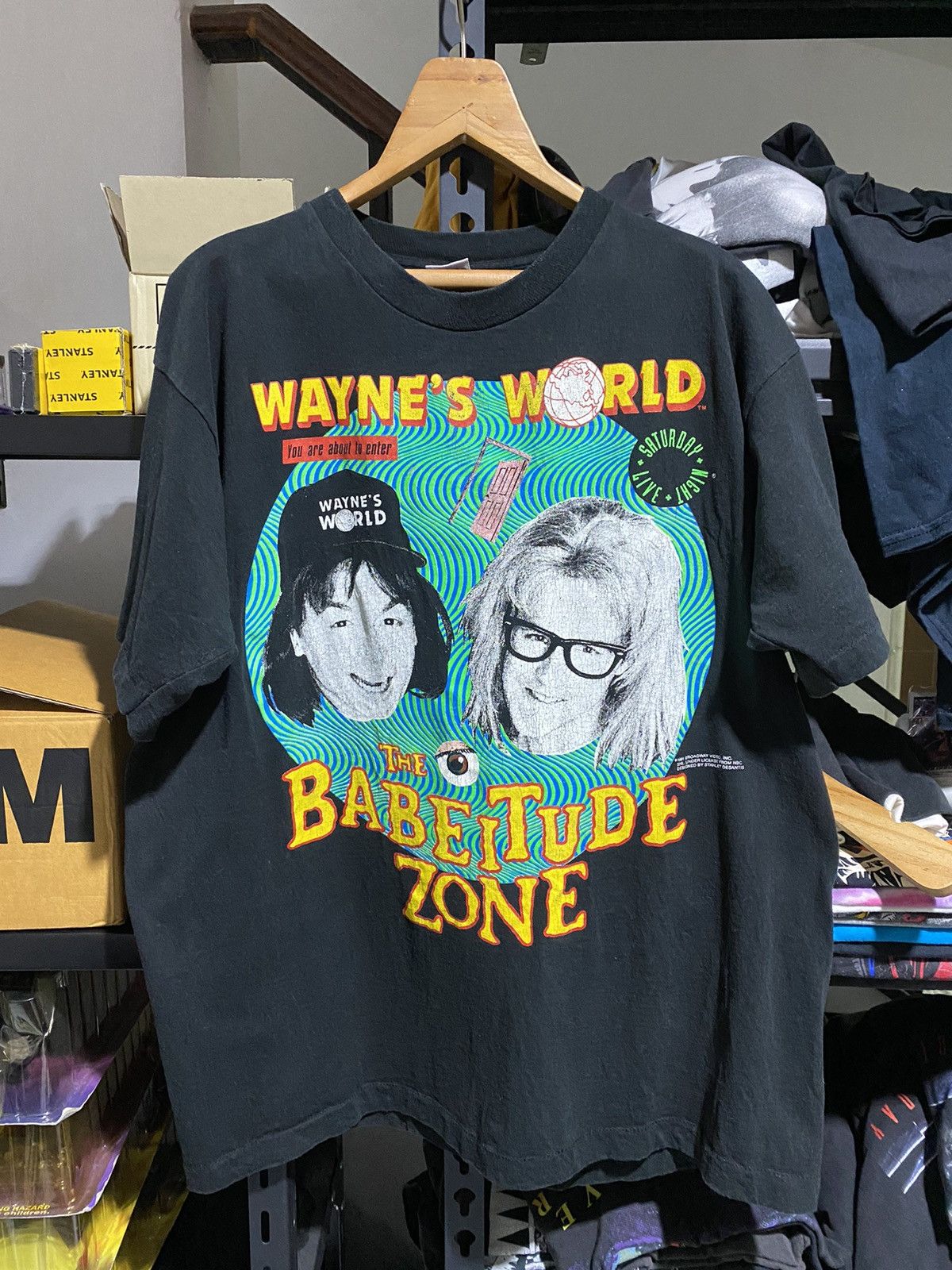 image of Vintage 90's Wayne’S World Movie T-Shirt in Black, Men's (Size XL)