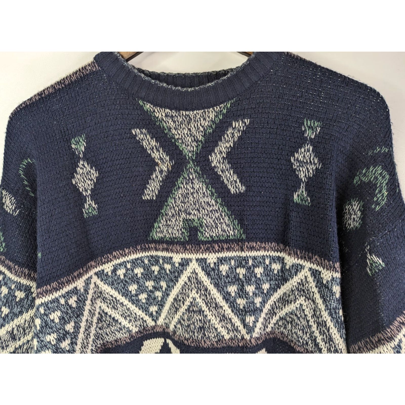 Vintage VINTAGE Michael Gerald Grandpa Sweater Geometric Crewneck Knit Men M Blue Aztec Size US M / EU 48-50 / 2 - 2 Thumbnail