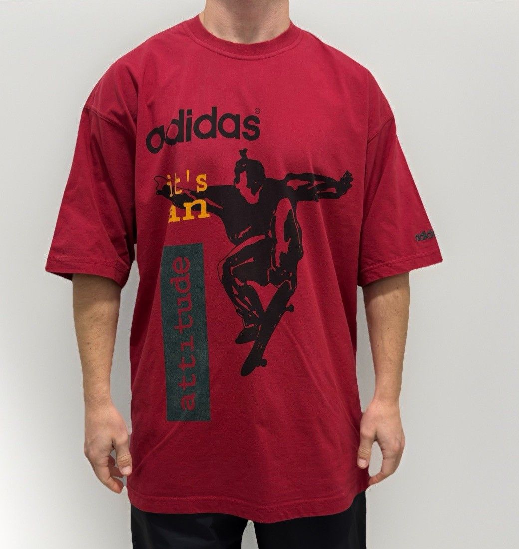Adidas Vintage 90s Adidas Atti tude Skateboarding T-Shirt Graphic Size US L / EU 52-54 / 3 - 1 Thumbnail