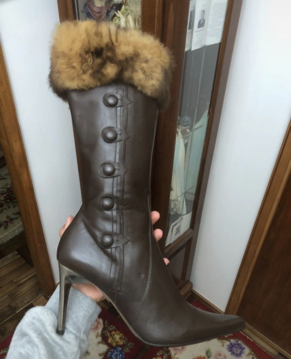 Other Fluxá brown fur leather boots 38 Size US 7 / IT 37 - 1 Thumbnail