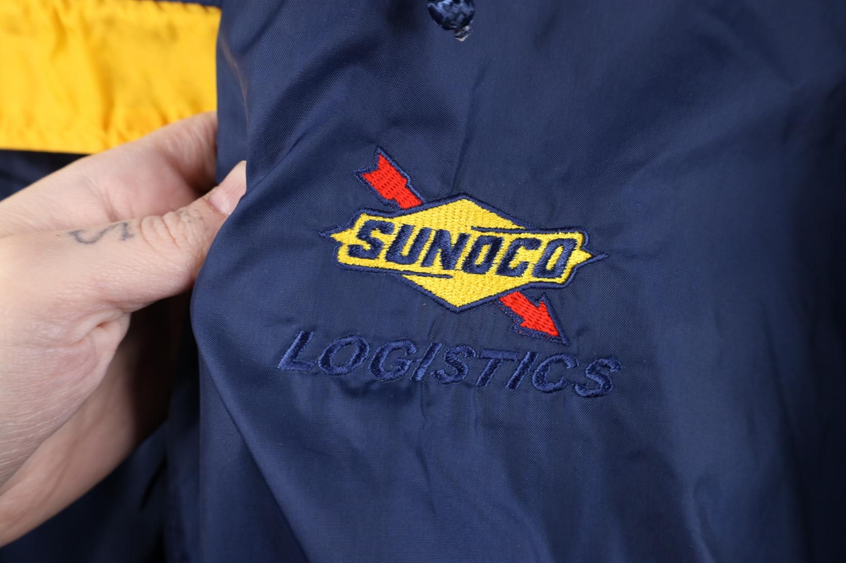 Vintage Vintage 90s Sunoco Gas Full Zip Hooded Windbreaker Jacket Size US XL / EU 56 / 4 - 4 Thumbnail