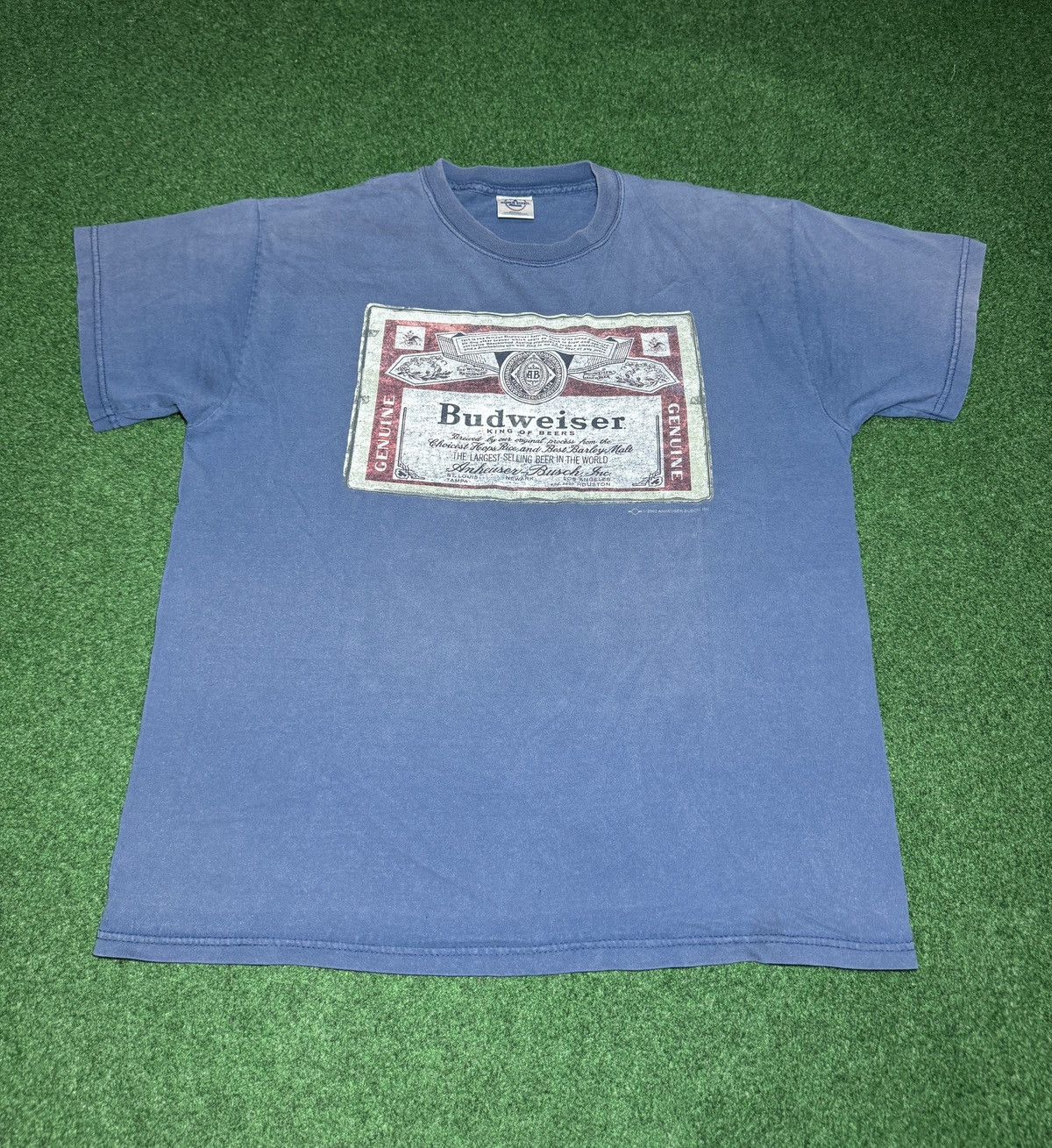 Budweiser Buweiser Beer Logo Vintage 90s Y2K Blue Faded Large T Shirt Size US L / EU 52-54 / 3 - 1 Thumbnail