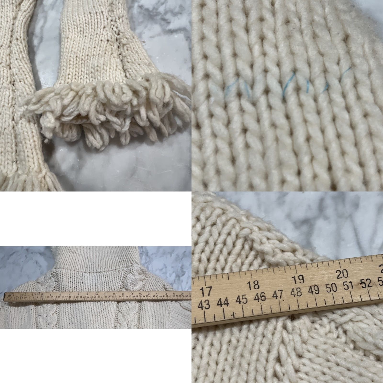 Native VINTAGE Native Knit Hood Full Zip Wool Sweater Women M Chunky Fisherman Fringe Size M / US 6-8 / IT 42-44 - 8 Thumbnail