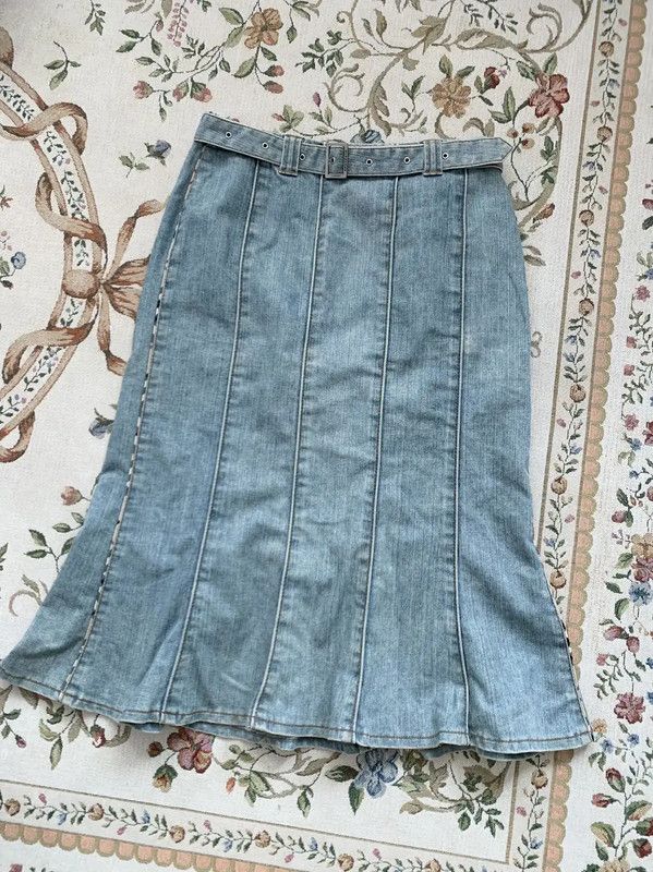 Burberry Burberry Light Blue Cotton Midi Skirt Size 38" / US 16 / IT 52 - 1 Thumbnail