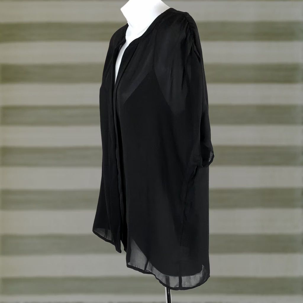 Worthington Worthington silky chiffon twin set L black Dolman short sleeve V-neck pleated Blouse Womens Size 36" / US 14 / IT 50 - 1 Thumbnail