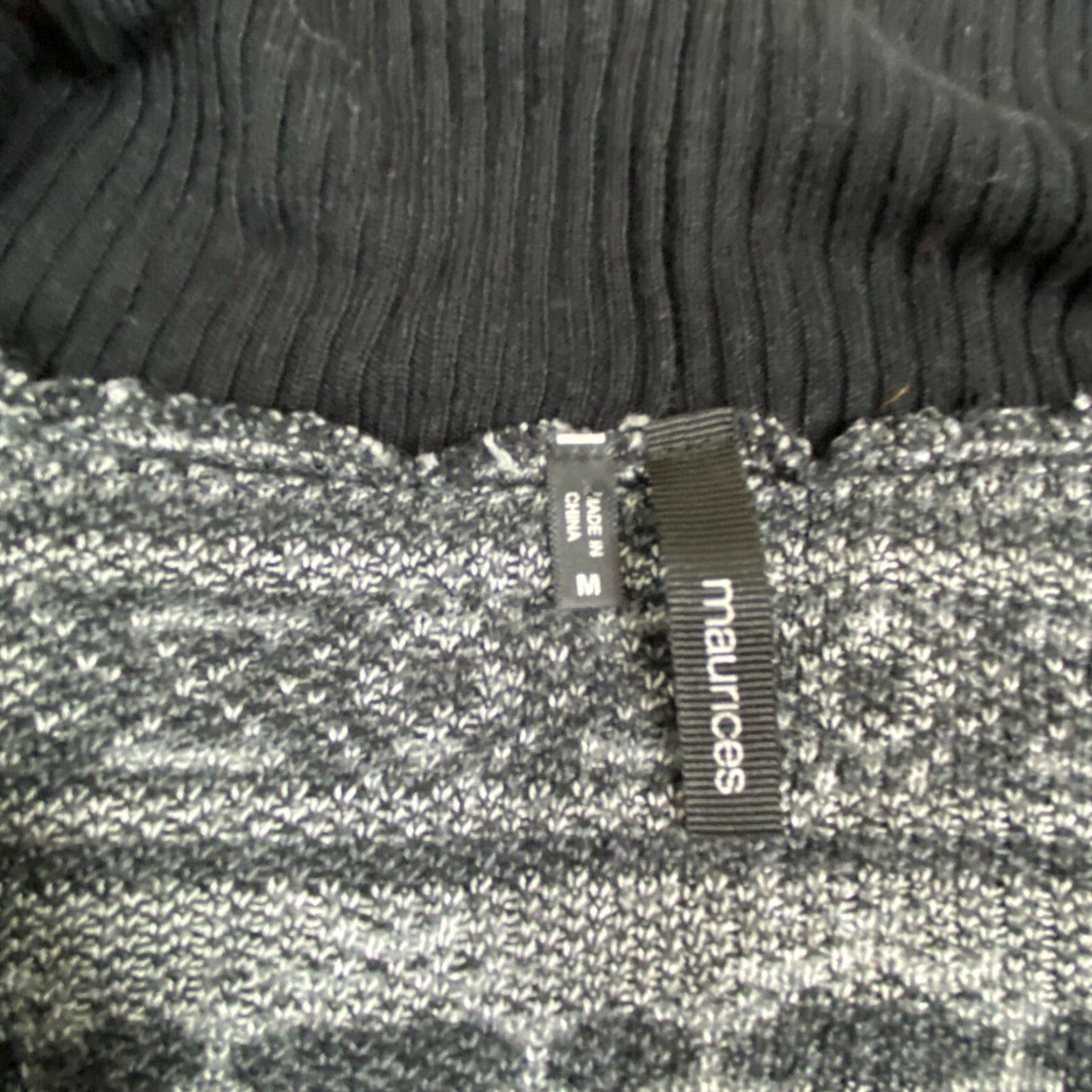 Vintage Maurices Womens Black White Geometric Cardigan Sweater Medium Long Sleeve Open Loose Boxy Size M / US 6-8 / IT 42-44 - 3 Thumbnail