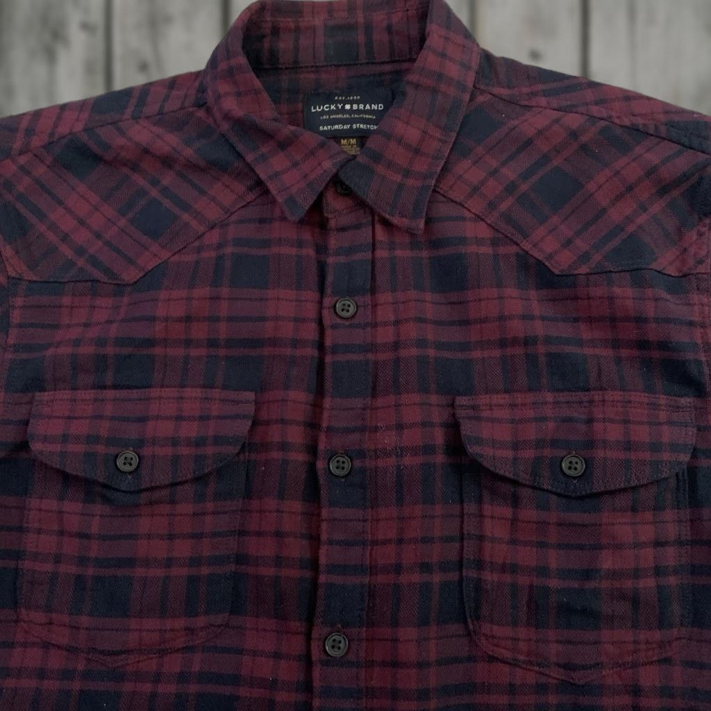 Lucky Brand LUCKY Brand Flannel Shirt Mens M Plaid Classic Fit Long Sleeve Button-Up Pockets Purple Size US M / EU 48-50 / 2 - 1 Thumbnail