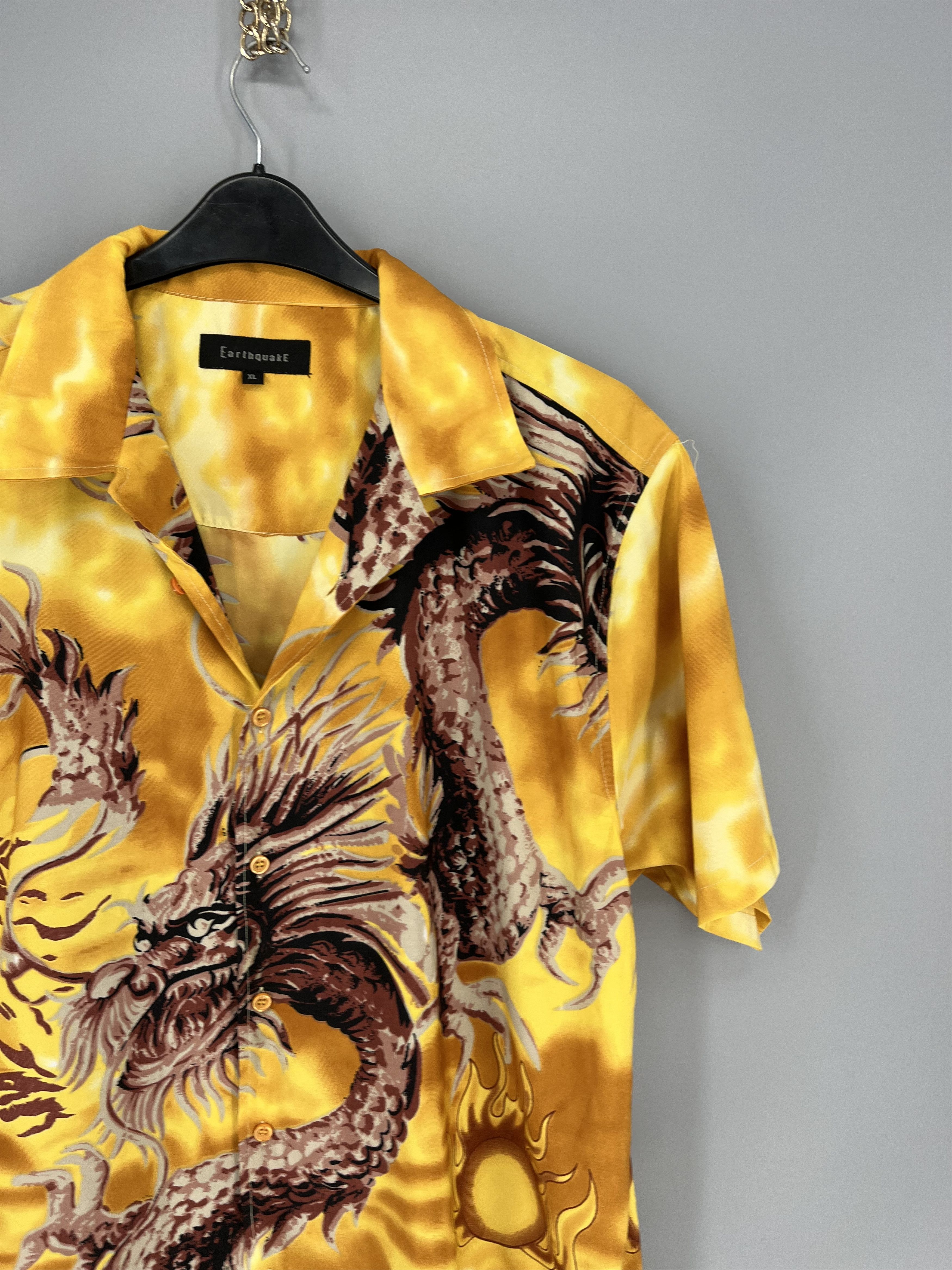 Japanese Brand Vintage Japanese Dragon Yellow Hawaiian Crazy Shirt Size US XL / EU 56 / 4 - 5 Thumbnail