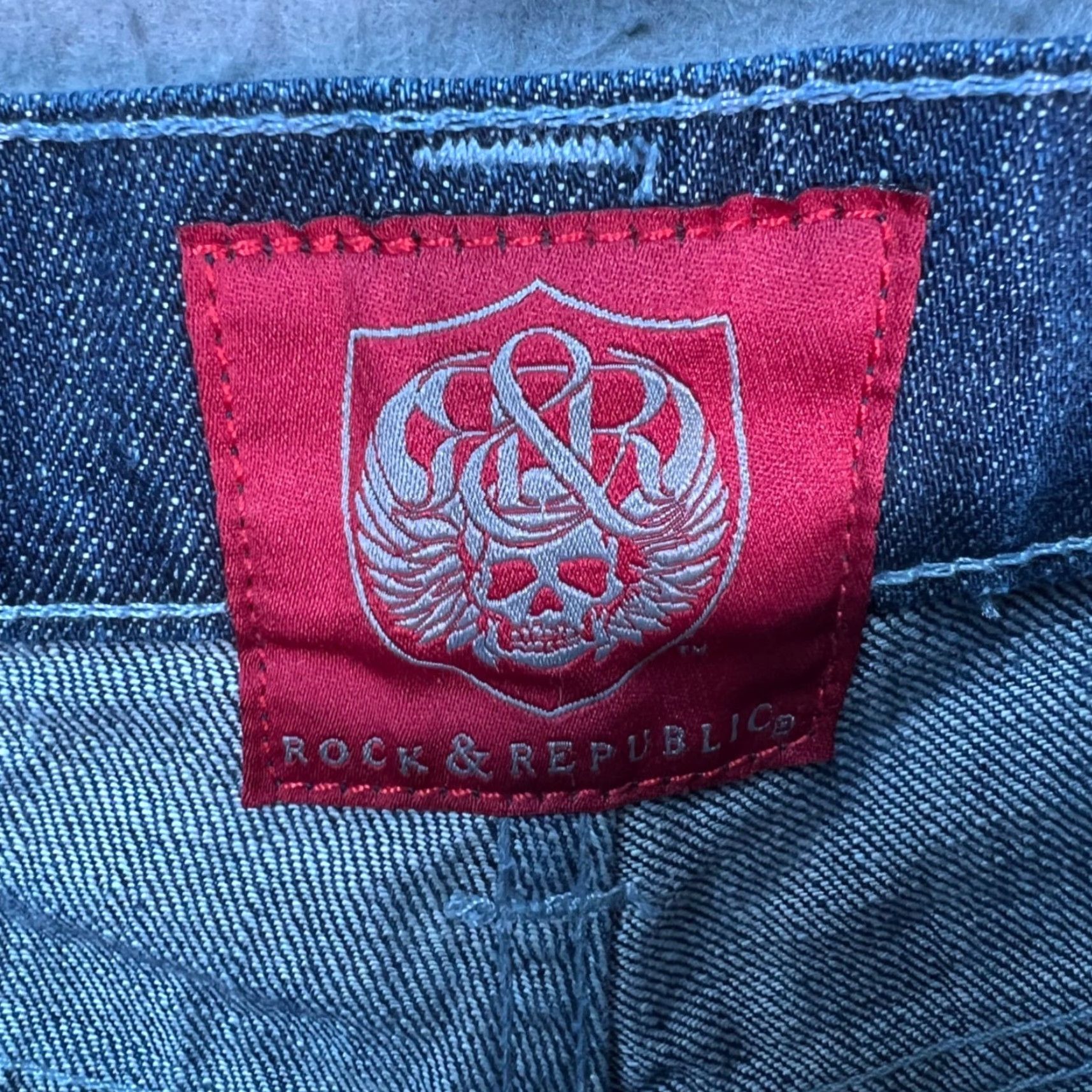 Vintage Rock & Republic Womens Size 29 Distressed Denim Jeans Straight Leg Blue Wash Size 29" - 3 Thumbnail