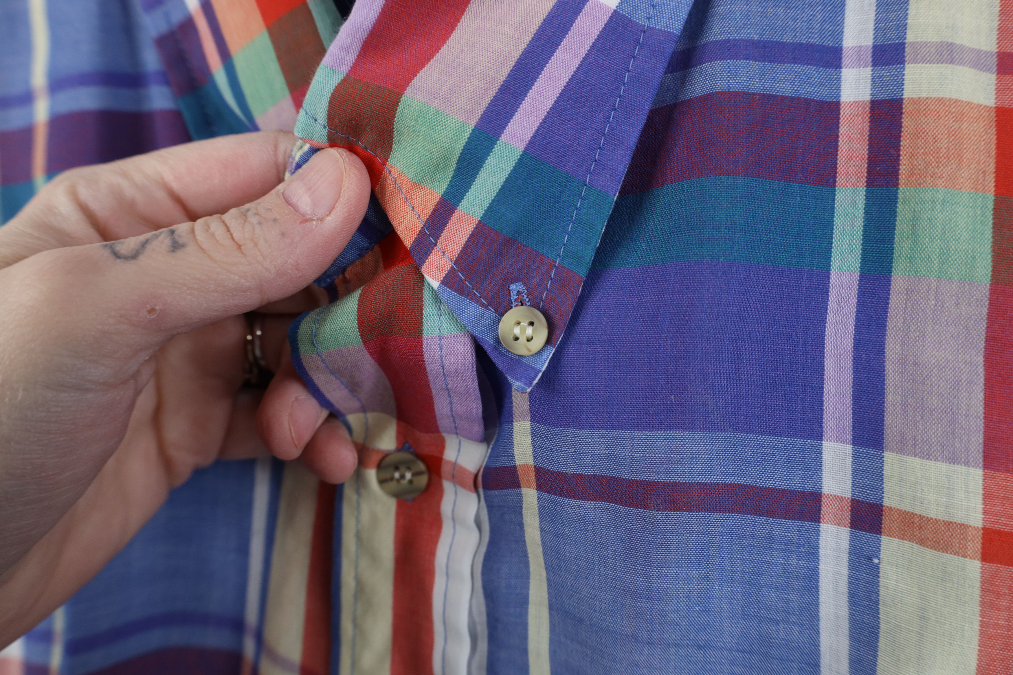 Vintage Vintage 90s Streetwear Madras Collared Button Down Shirt Size US XL / EU 56 / 4 - 5 Thumbnail