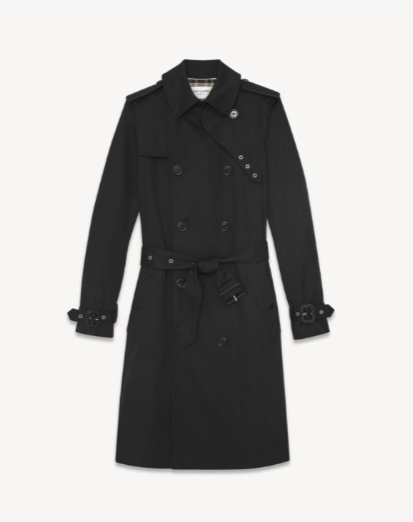 Saint Laurent Paris o1bcso1str1124 Trench Coat in Silk Stain in Black Size US M / EU 48-50 / 2 - 1 Preview