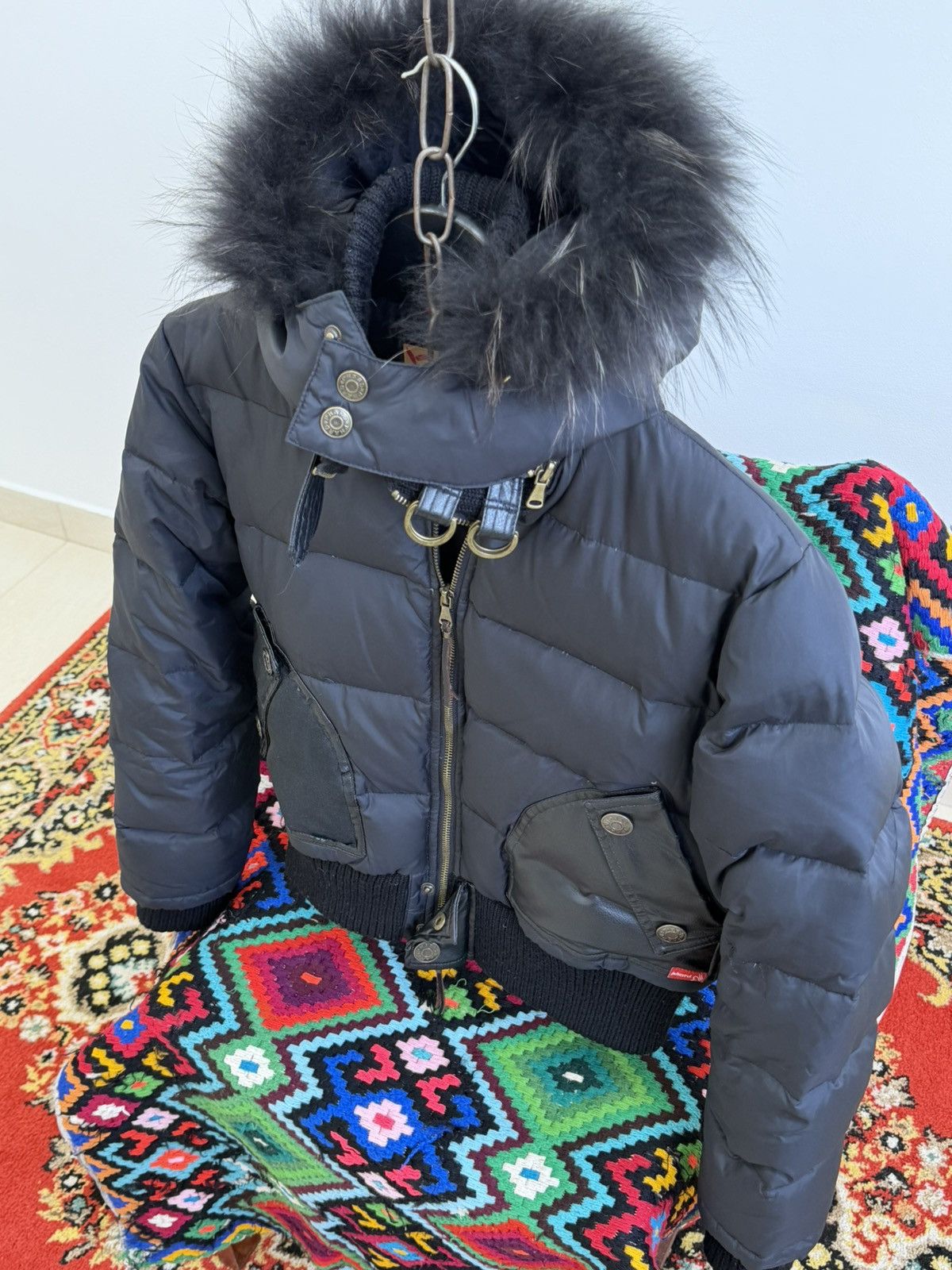 Le Grande Bleu (L.G.B.) Avant Garde Hysteric Glamour Style Fur Hood Bomber Jacket Size US S / EU 44-46 / 1 - 8 Thumbnail