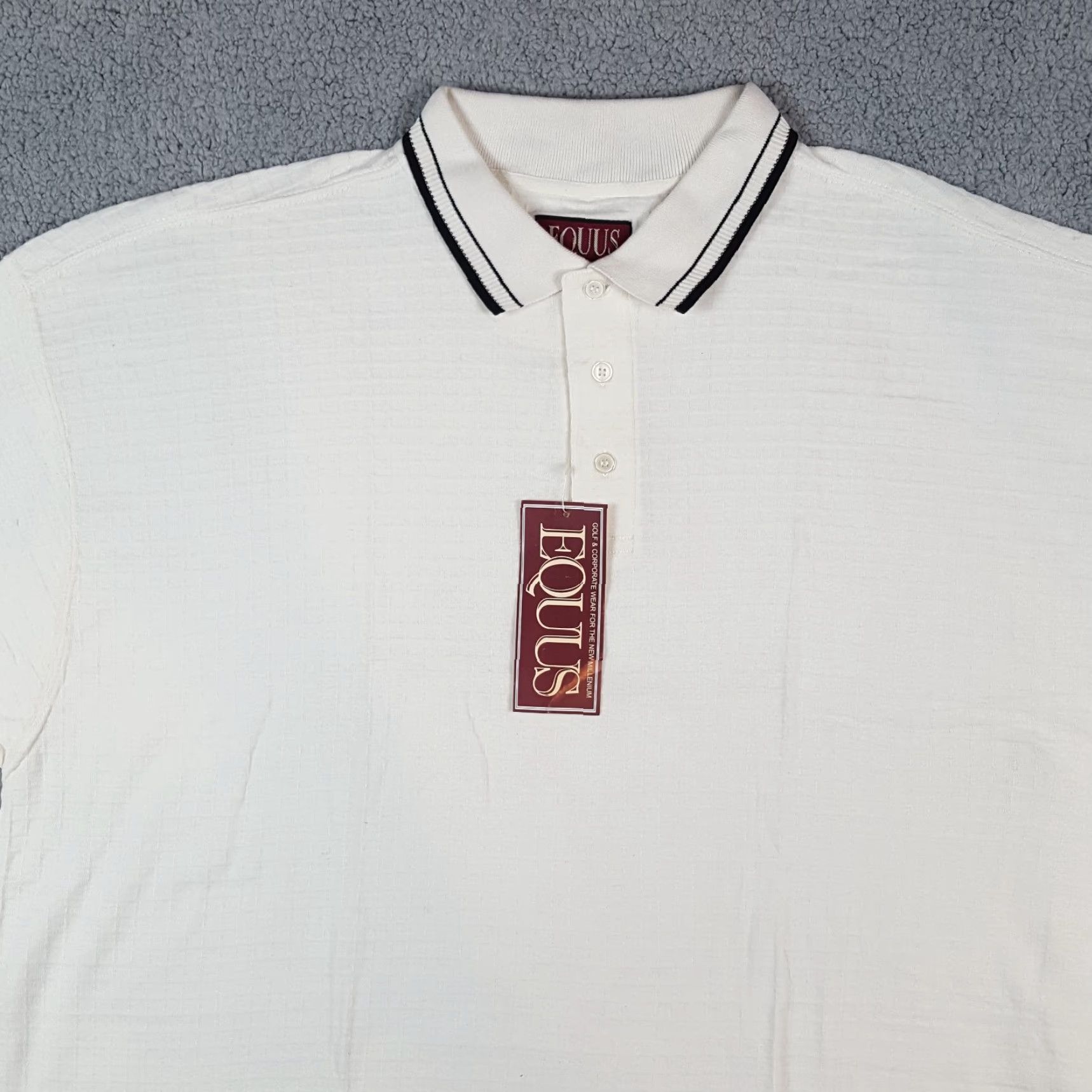 Vintage VINTAGE Equus White Checked Polo Shirt 2XL Relaxed Fit Short Sleeve Collared Casual Golf 90s Mens Size US XXL / EU 58 / 5 - 3 Thumbnail