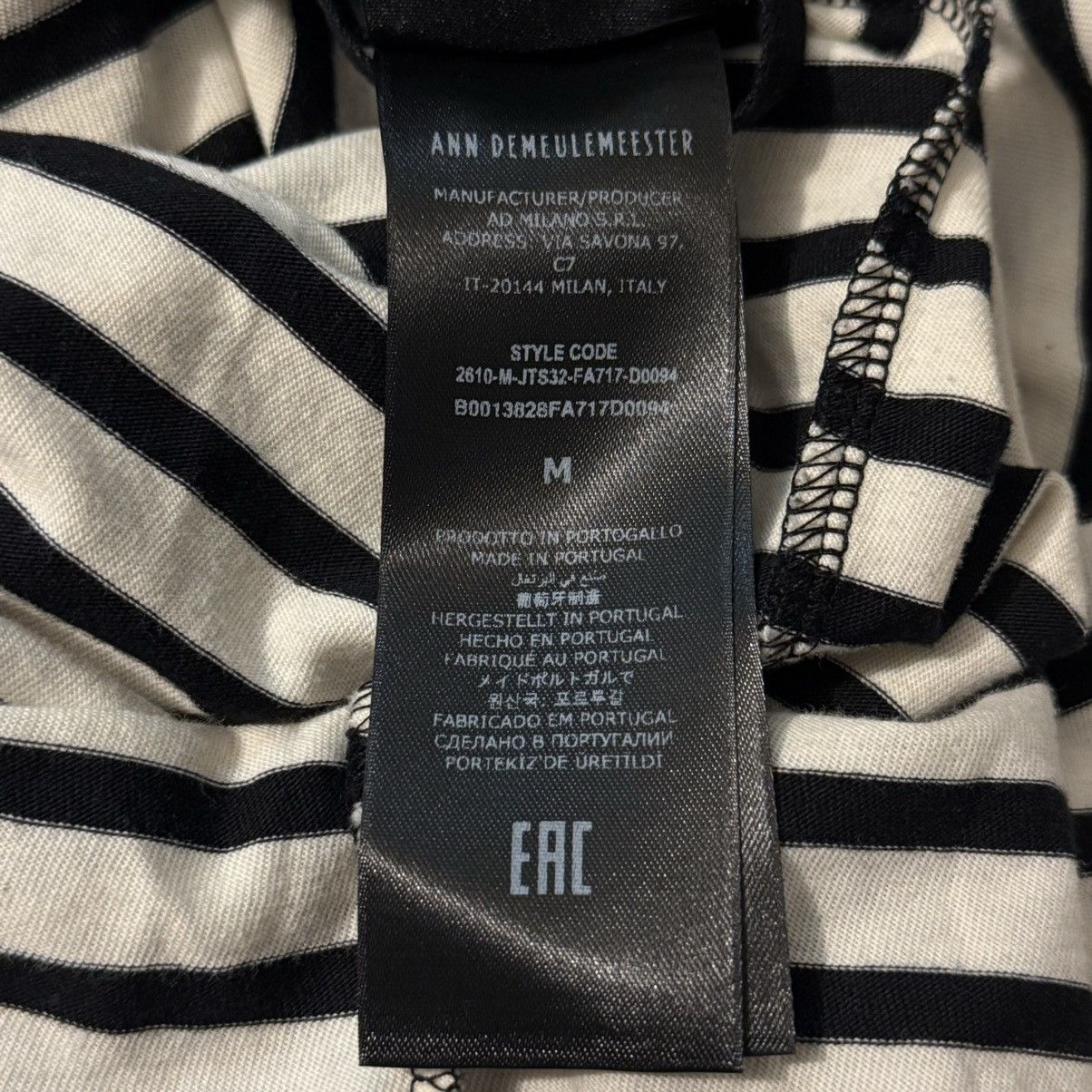Ann Demeulemeester Ann Demeulemeester Aimar Striped Tee Size US M / EU 48-50 / 2 - 5 Thumbnail