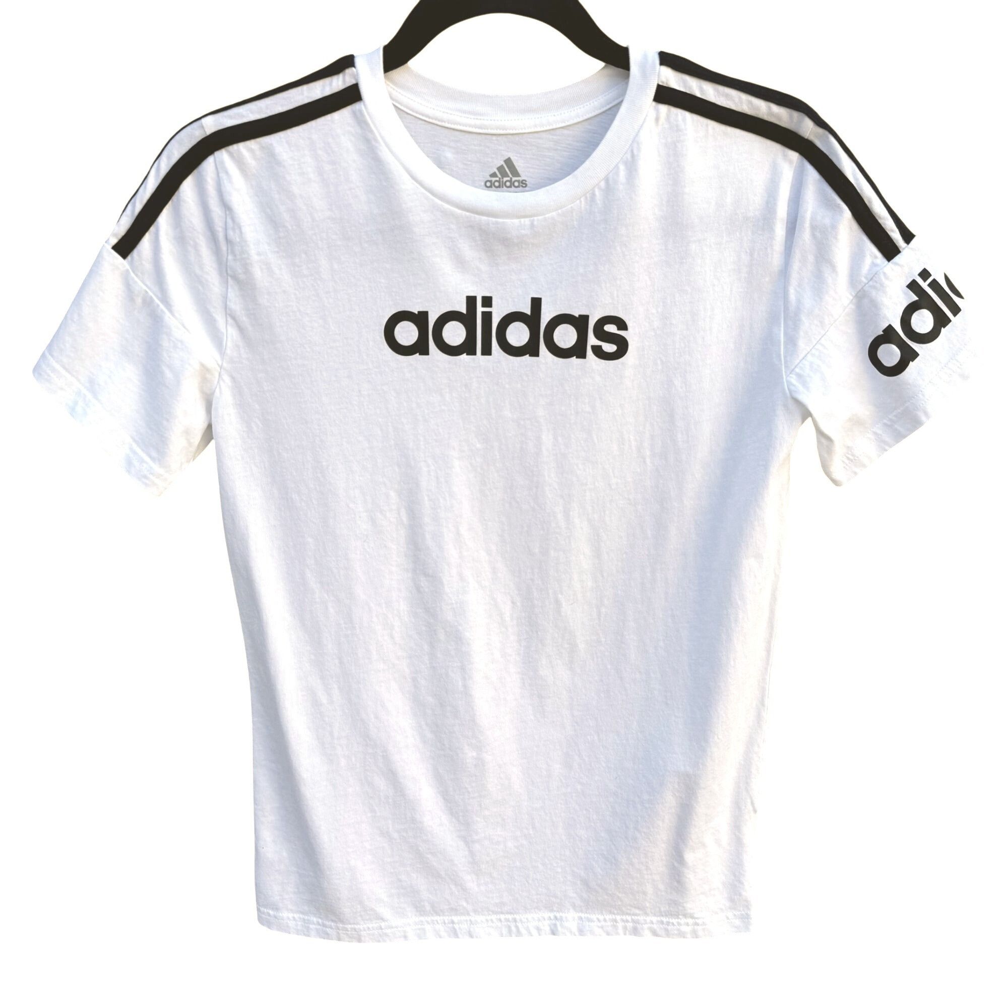 Adidas Adidas Womens White Cotton 3-Stripes Logo Graphic T-Shirt Si Size M / US 6-8 / IT 42-44 - 1 Thumbnail
