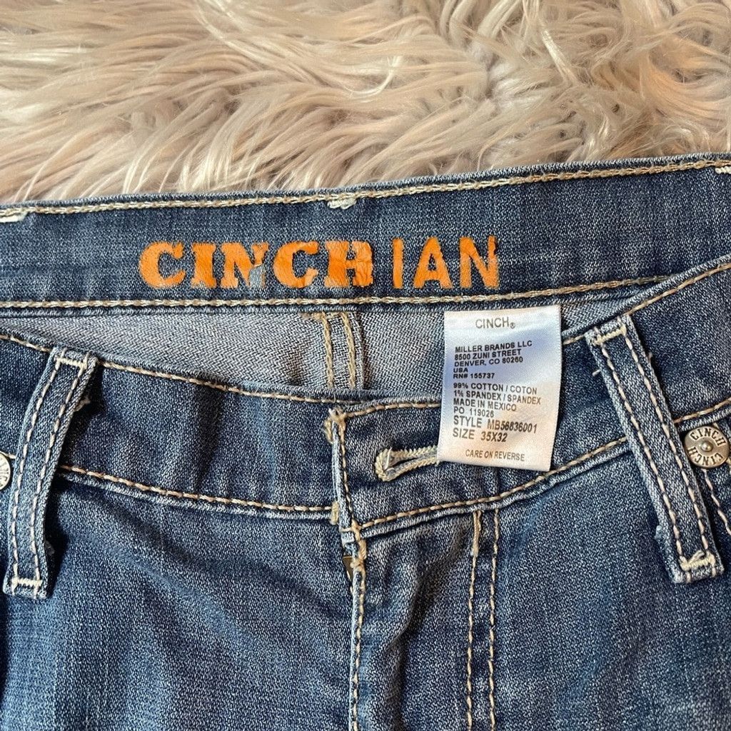 CINCH Cinch Blue Straight Jeans w/ Vtg Inspired Distressing 35x32 Size US 35 - 6 Thumbnail