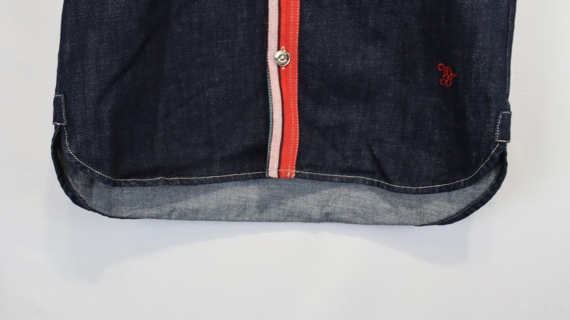 Wales Bonner o1rshd1 Cotonou Denim Shirt in Blue/Red Size US S / EU 44-46 / 1 - 7 Thumbnail