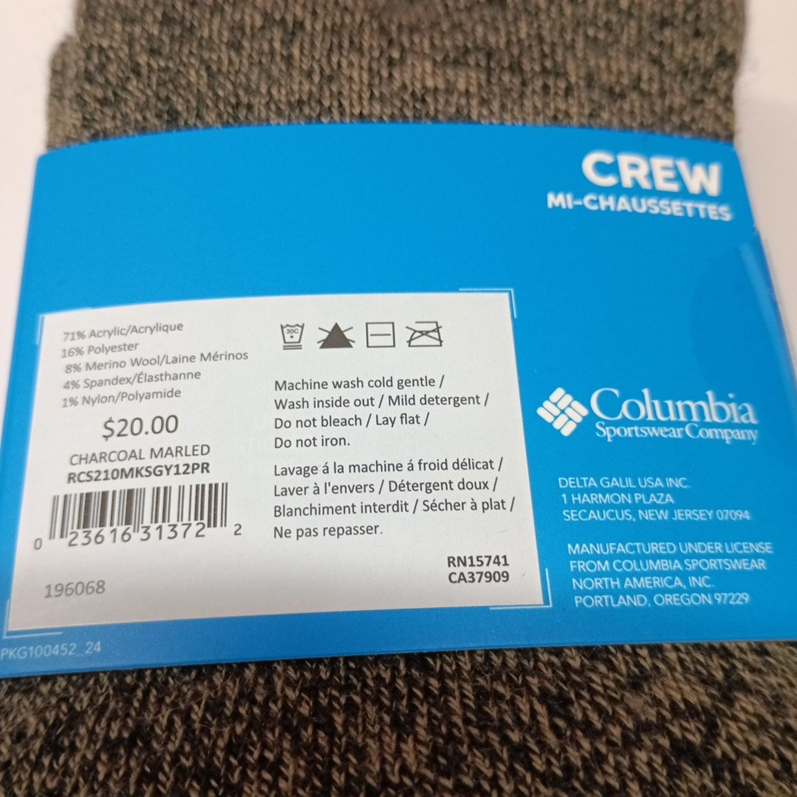 Columbia Men's Columbia 2-pack Wool-Blend Crew Socks Shoe Size: 6-12 Size ONE SIZE - 5 Thumbnail