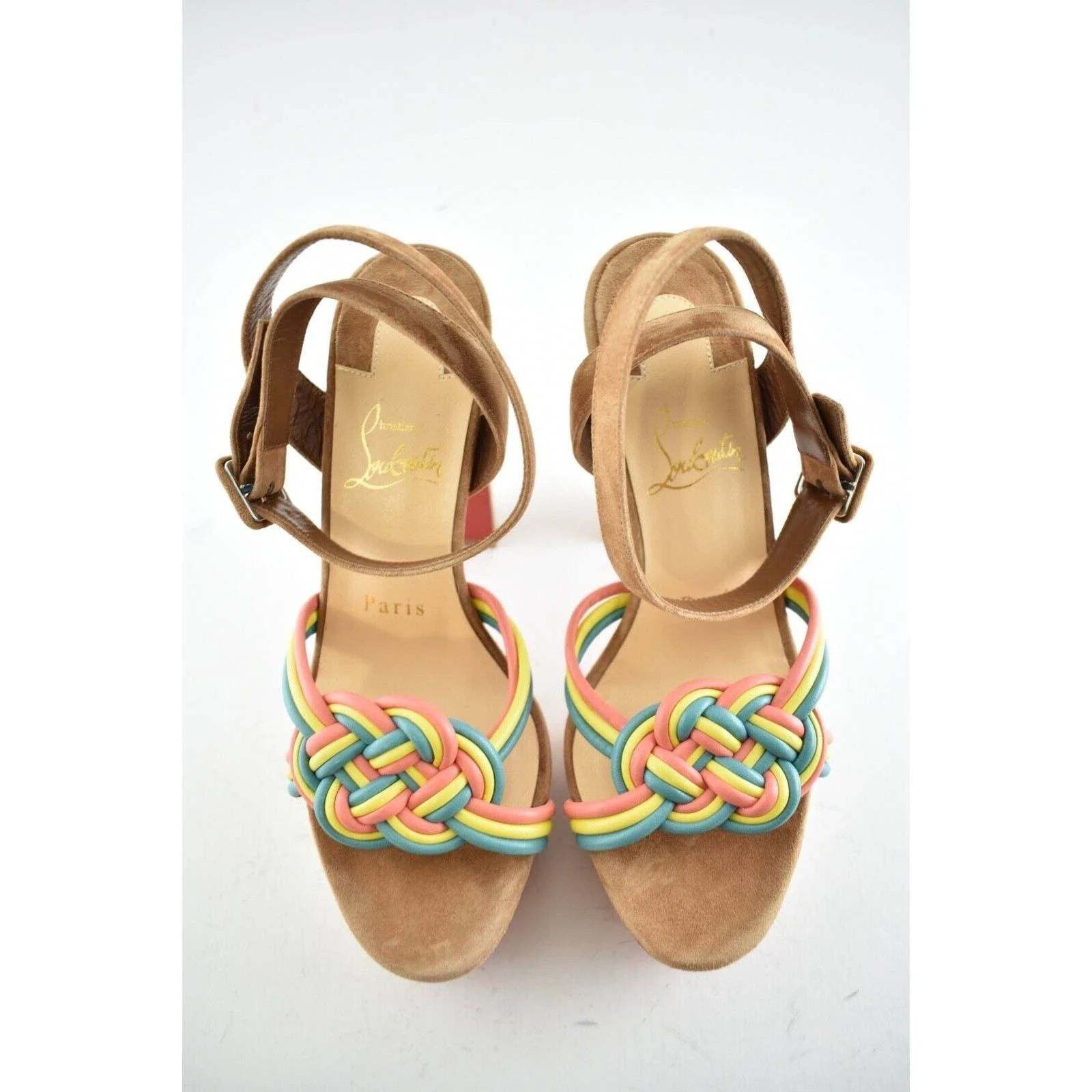 Christian Louboutin Ella 130 Brown Red Ankle Strap Platform Sandal Heel Pump 36 Size US 6 / IT 36 - 7 Thumbnail