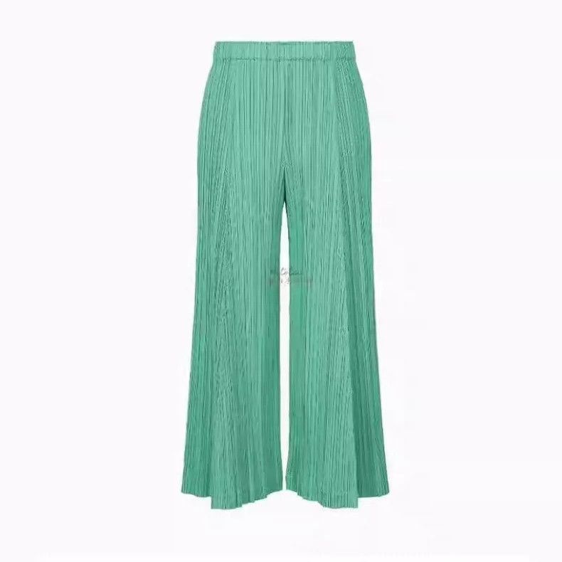 Issey Miyake Issey Miyake size:3 Mint green wide straight-leg trousers Size 22" - 9 Thumbnail
