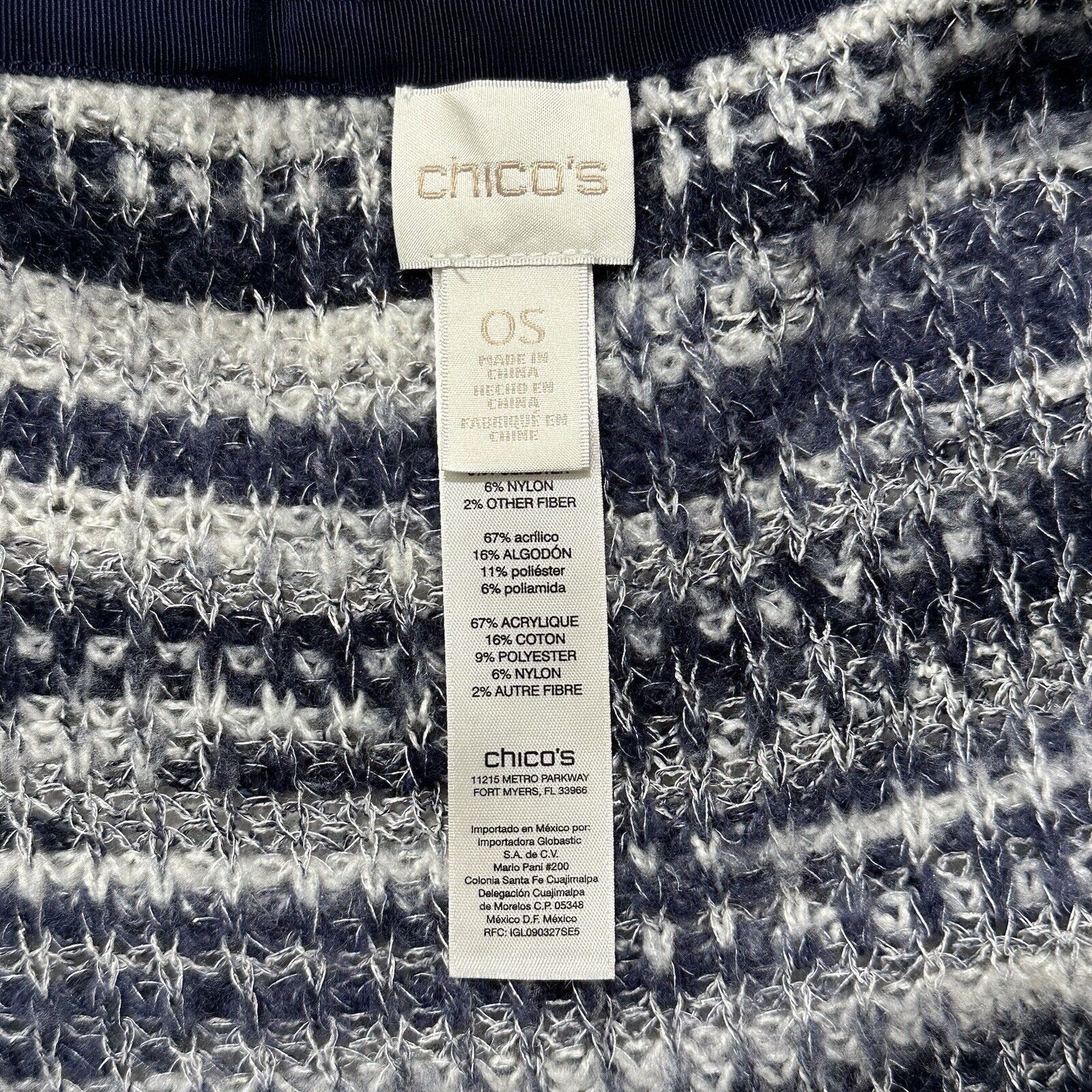 Chicos Chico's Small Short Blue White Stripe Cardigan Sweater Size S / US 4 / IT 40 - 3 Thumbnail
