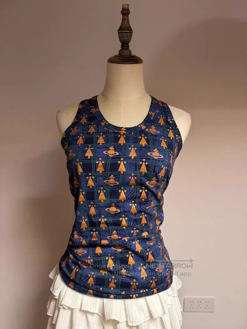 Vivienne Westwood Vivienne Westwood Blue Plaid Saturn Printed Striped Tank V Size M / US 6-8 / IT 42-44 - 1 Thumbnail