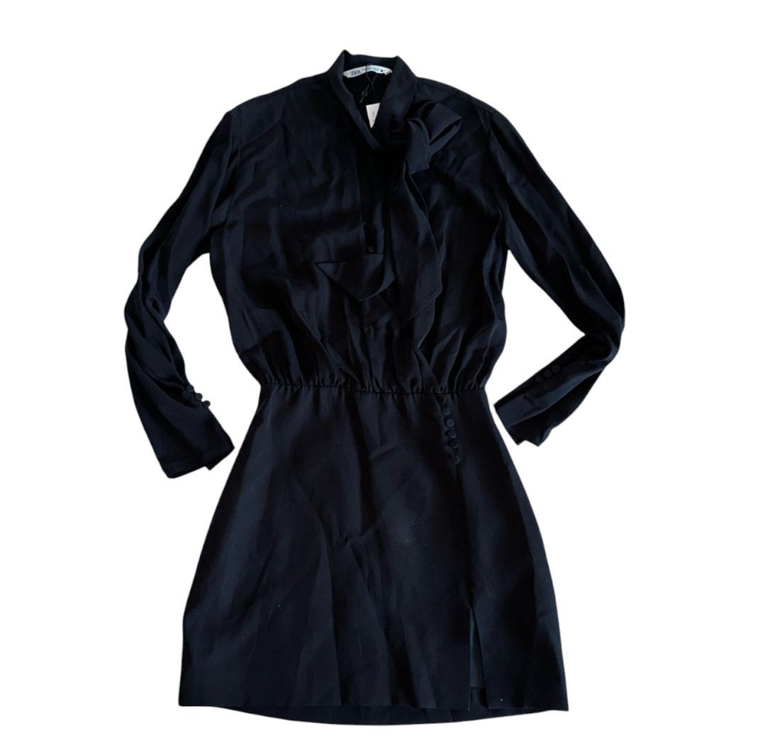 Zara ZARA Tied Mini Dress Black size M Size M / US 6-8 / IT 42-44 - 6 Thumbnail