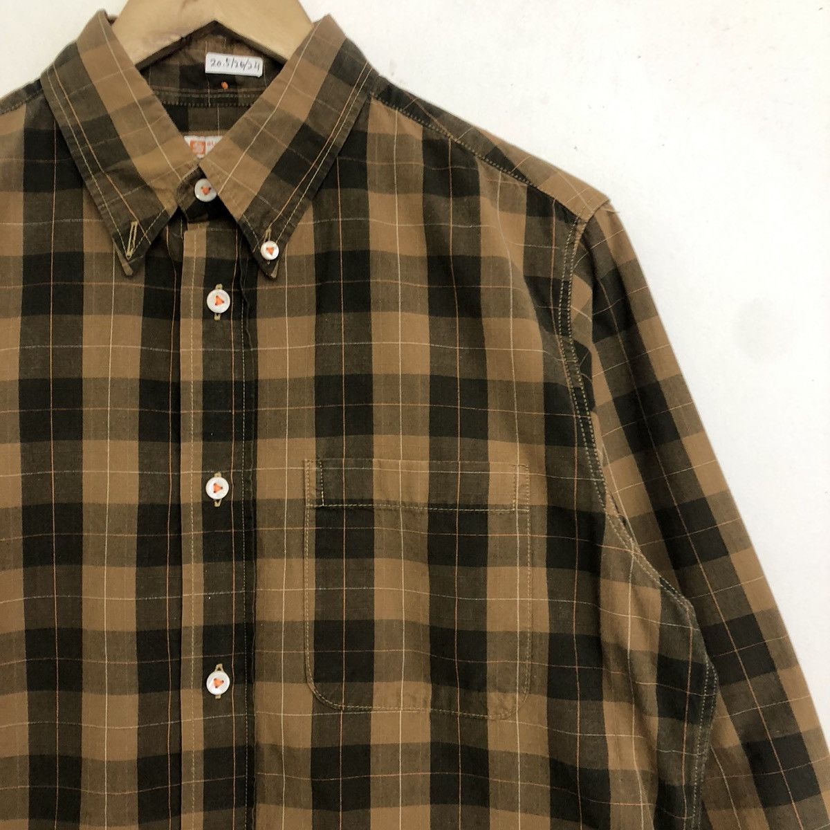 Sugar Cane Sugar Cane Checked Pattern Brown Button Shirt Size US S / EU 44-46 / 1 - 4 Thumbnail