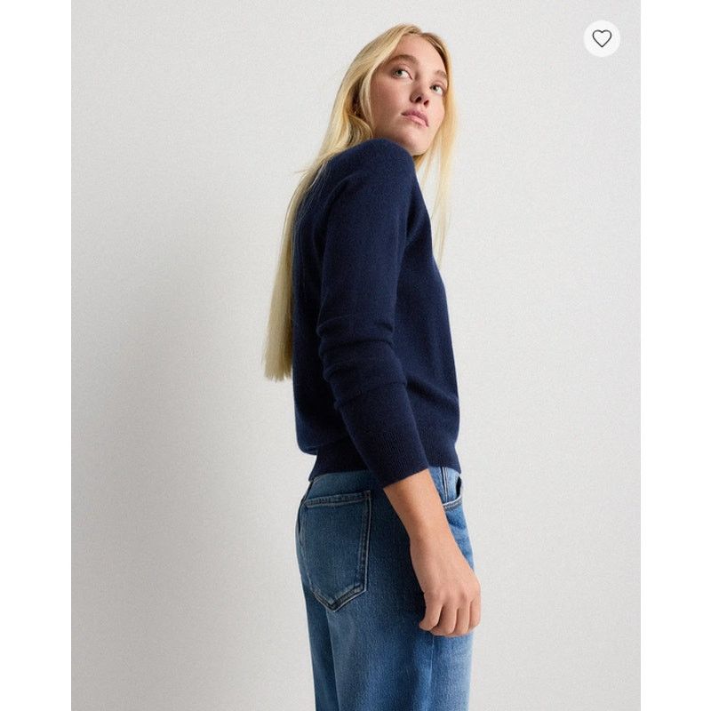 Quince Quince Cashmere Shrunken Sweatshirt True Navy Size S NWT Size S / US 4 / IT 40 - 3 Thumbnail