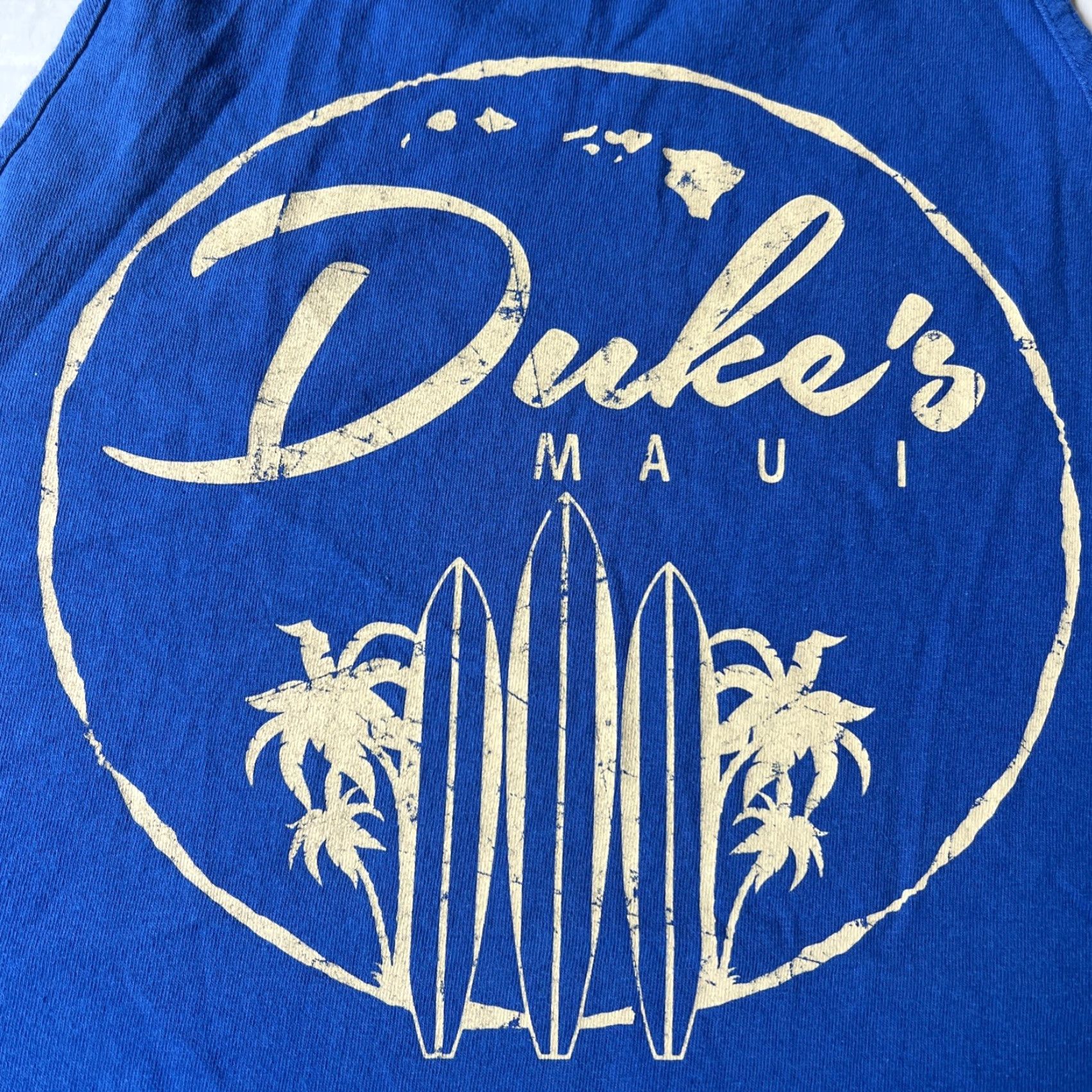 Vintage Duke Kahanamoku Duke’s Maui Hawaii Surfboards Tank Top Shirt XL Blue Vintage Alstyle Tee Shirt Sleeveless Graphic Print Beach Marine Surfer Man Size US XL / EU 56 / 4 - 2 Thumbnail