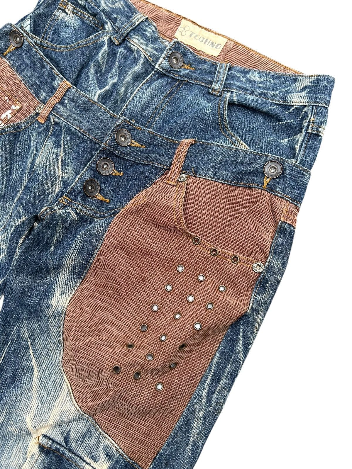 Kapital Double Waist Japanese Punk Bondage Distressed Denim Jeans Size US 30 / EU 46 - 7 Thumbnail