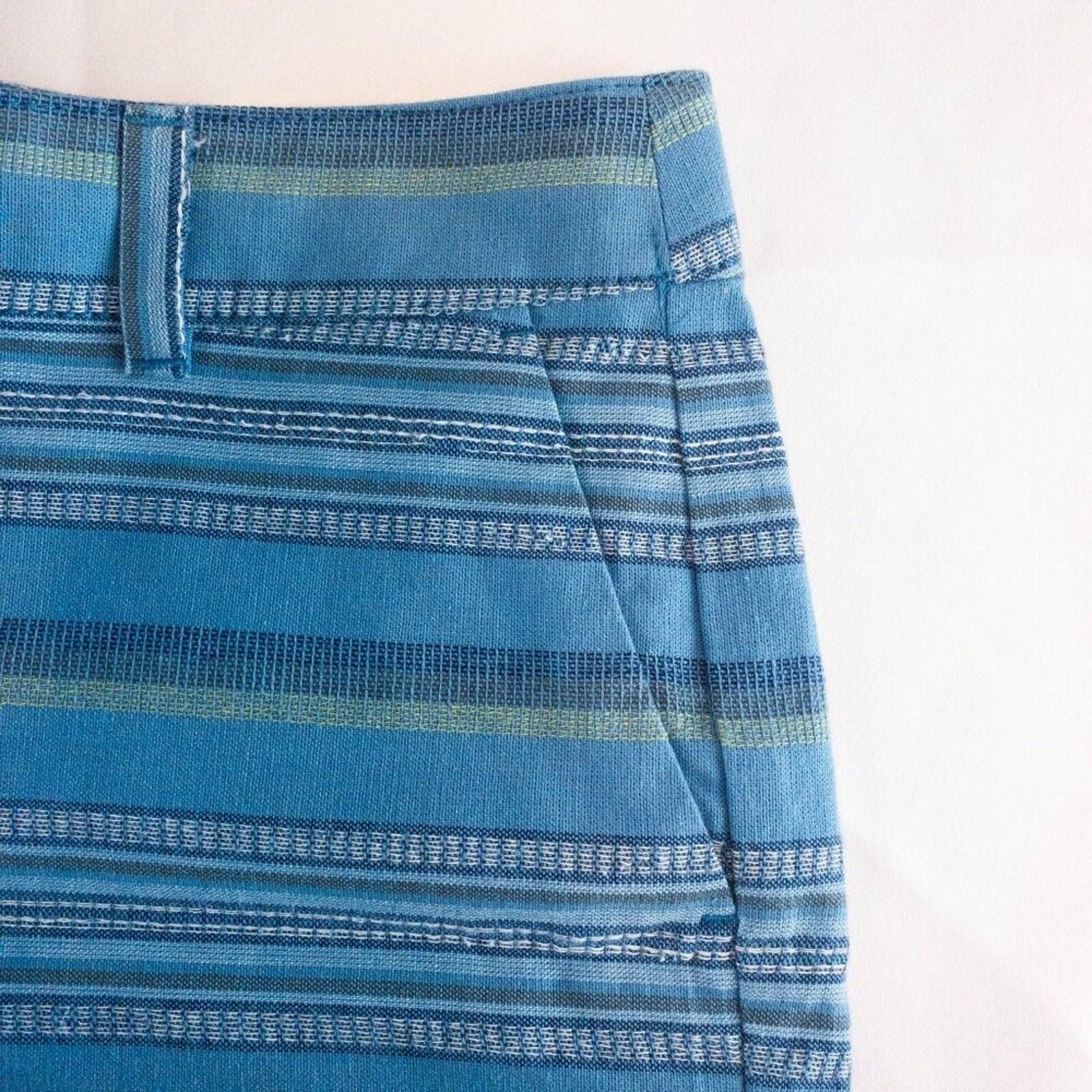 Other Ann Taylor LOFT Striped Blue Green Mini Shorts Womens Size 2 Size 26" / US 2 / IT 38 - 4 Thumbnail