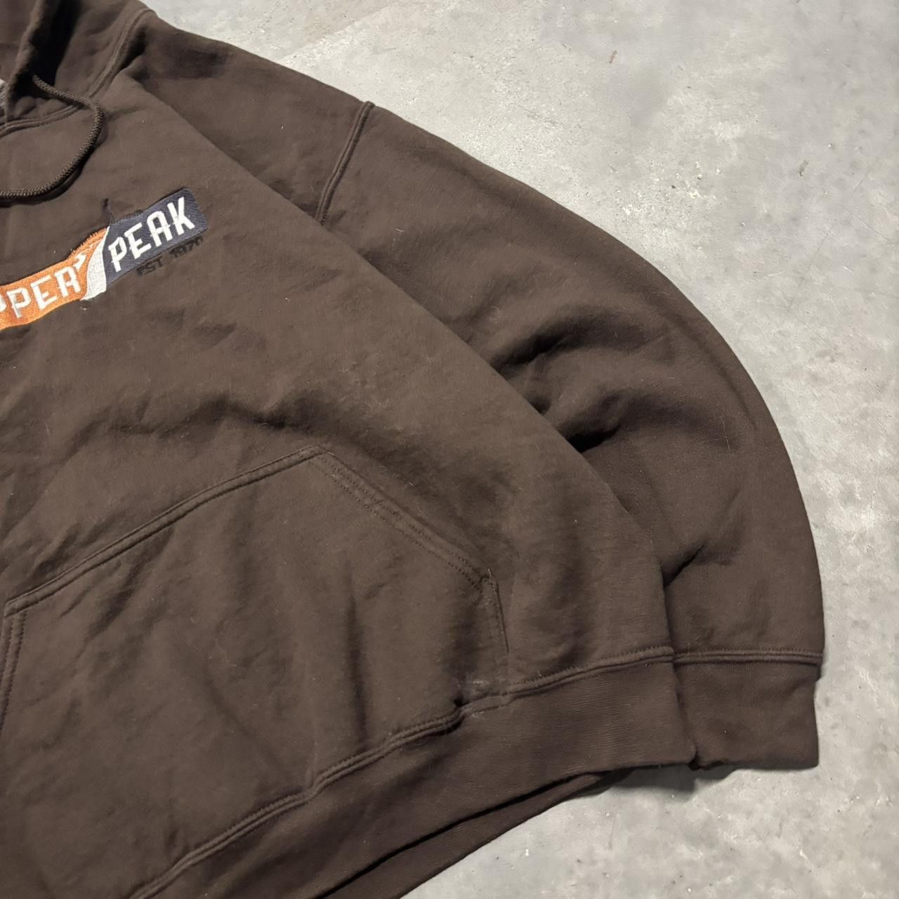Japanese Brand × Vintage Crazy Vintage Y2K/2000s Brown Embroidered Streetwear Essential Hoodie! Size US L / EU 52-54 / 3 - 4 Thumbnail