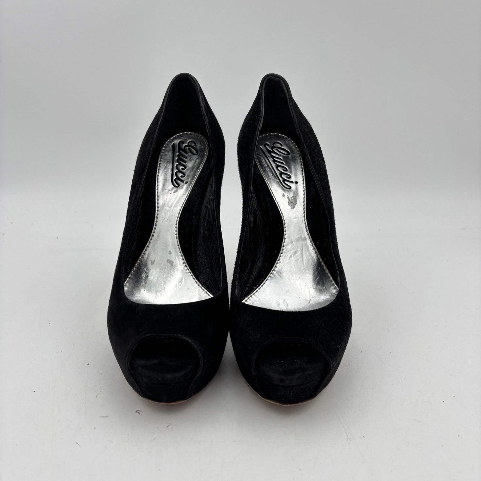 Gucci Gucci Sophia Black Suede Peep Toe Pumps Heels Women's 37 Size US 7 / IT 37 - 2 Thumbnail