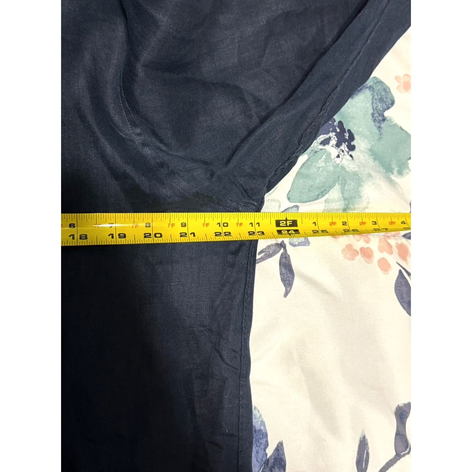 Theory Theory Shirt Mens L Navy 100% Linen Button Down Band Collar Relaxed Long Sleeve Vintage? Size US L / EU 52-54 / 3 - 5 Thumbnail