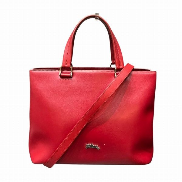 Longchamp Longchamp 2Way Bag Leather Tote Shoulder Bag Leather Shoulder Bag in Red, Women's