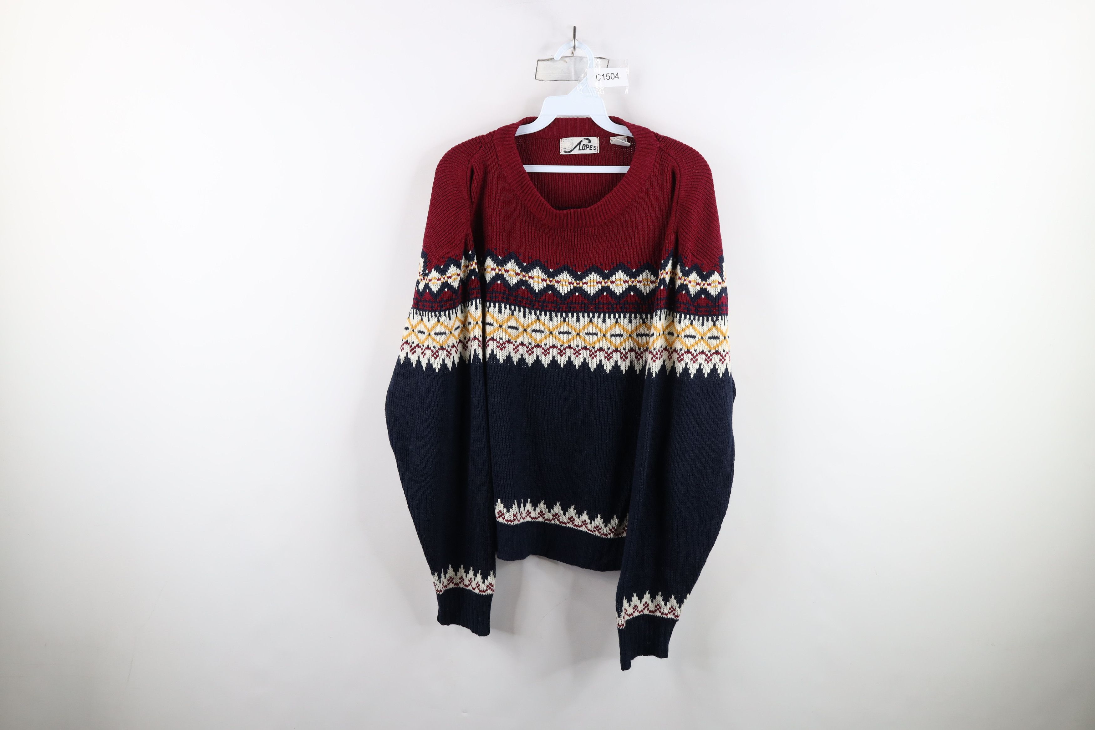 Vintage Vintage 70s Streetwear Fair Isle Boxy Fit Sweater Acrylic Size XL / US 12-14 / IT 48-50 - 1 Thumbnail