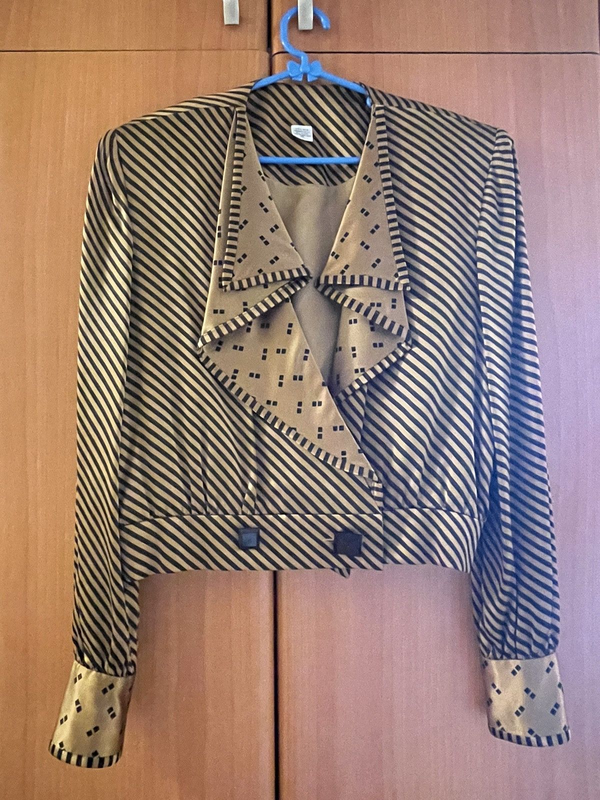 Vintage Reserve For Alexia Brown Silk Striped 80s Women’s Blazer Size L / US 10 / IT 46 - 1 Thumbnail