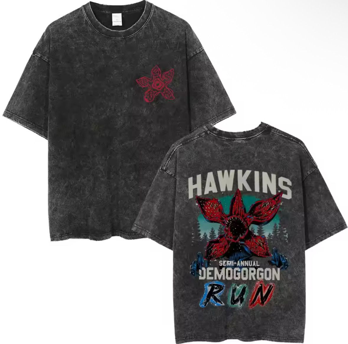 Japanese Brand Hip Hop Retro Hawkins Flower Anime Graffiti Washed T-Shirt Size US S / EU 44-46 / 1 - 1 Thumbnail
